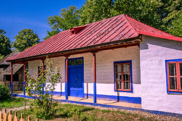 Fototapeta na wymiar BUCHAREST, ROMANIA - Dimitrie Gusti National Village Museum, traditional Romanian village life. House from Buzau area