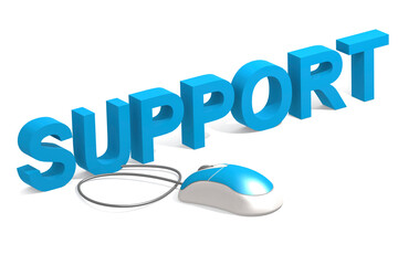 Mouse with support word isolated