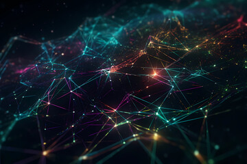 Fototapeta premium Abstract Matrix Connections Network Blockchain Transfers