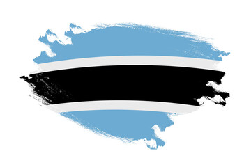 Abstract stroke brush textured national flag of Botswana on isolated white background