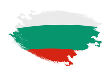 Abstract stroke brush textured national flag of Bulgaria on isolated white background