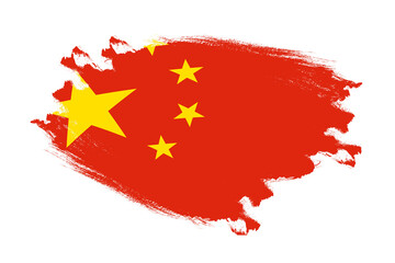 Abstract stroke brush textured national flag of China on isolated white background