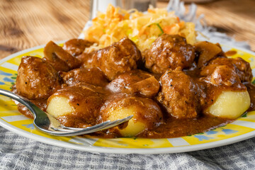 Meatballs with silesian noodles.