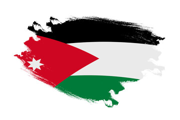 Abstract stroke brush textured national flag of Jordan on isolated white background