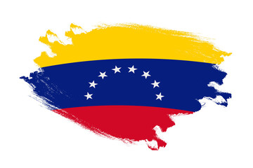 Abstract stroke brush textured national flag of Venezuela on isolated white background
