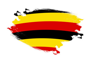 Abstract stroke brush textured national flag of Uganda on isolated white background