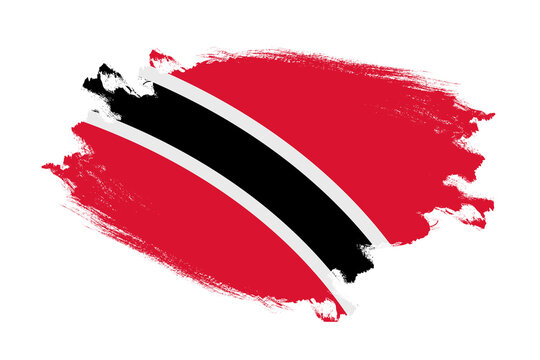 Abstract stroke brush textured national flag of Trinidad and tobago on isolated white background