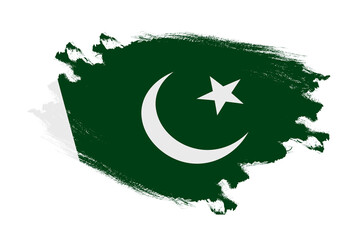 Abstract stroke brush textured national flag of Pakistan on isolated white background