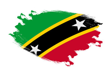 Abstract stroke brush textured national flag of Saint kitts and nevis on isolated white background
