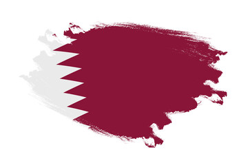 Abstract stroke brush textured national flag of Qatar on isolated white background