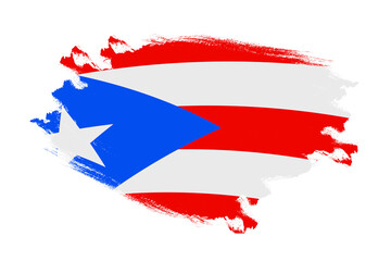 Abstract stroke brush textured national flag of Puerto rico on isolated white background