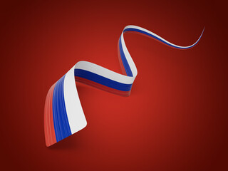 3d Flag Of Russia Country 3d Wavy Shiny Russia Ribbon On Red Background, 3d illustration