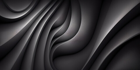 Fototapeta premium Black abstract background design. Modern wavy line pattern. Generative AI