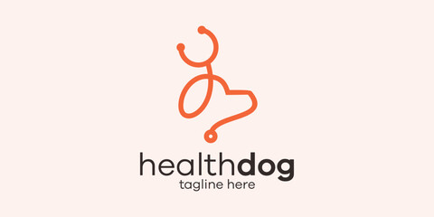 logo design minimalist head dog and stethoscope icon vector inspiration