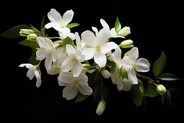 Fototapeta na wymiar White flowers with green leaves