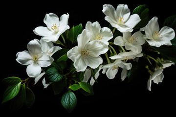 Obraz na płótnie Canvas White flowers with green leaves