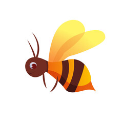 Bee isolated on white background. Vector Illustration in Cartoon Style. 