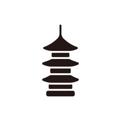 Japanese pagoda icon.Flat silhouette version.
