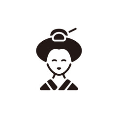 Geisha icon.Flat silhouette version.