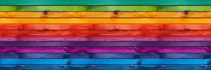 old rustic abstract painted wooden wall table floor texture - wood background panorama banner long, rainbow painting colors LGBT, seamless pattern (Generative Ai) - Powered by Adobe