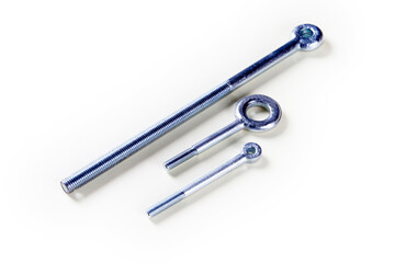 steel screws on a white background