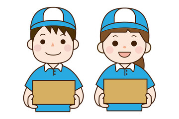 荷物を運ぶ配達員
