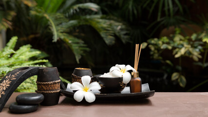 Thai spa massage. Spa treatment cosmetic beauty. Therapy aromatherapy for care body women with...