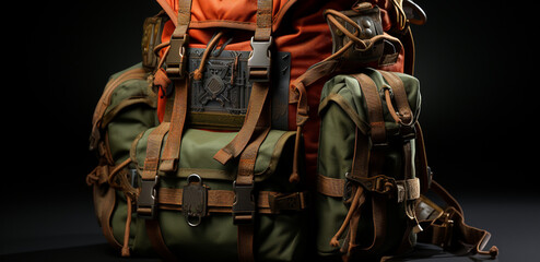 Military backpack. Generative Ai