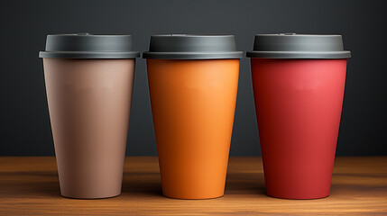  Paper coffee cups. Generative Ai