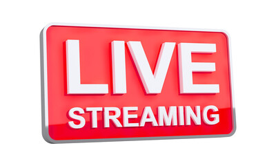 Live streaming red color icon. Social media and news, minimal design. 3D Illustration