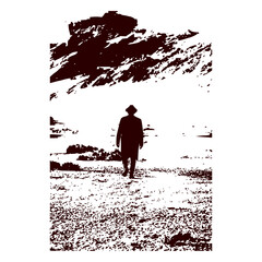 silhouette of a man walking