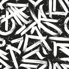 Abstract seamless pattern of calligraphic ornaments, graffiti curves.
