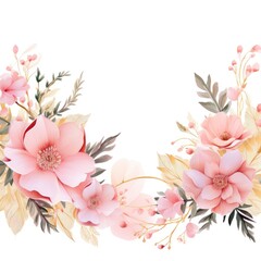 floral design with pink flowers isolated on white , AI Generated
