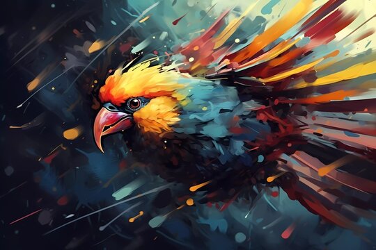 Parrot colorful illustration, vintage drawing, Generated ai, generative, ai