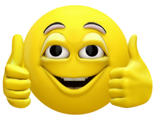 funny yellow smiley face with thumbs up