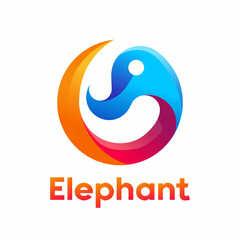 template logo elephant color full