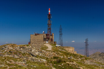 Fototapeta na wymiar Transmitter on the peak of Pelister mountain, North Macedonia