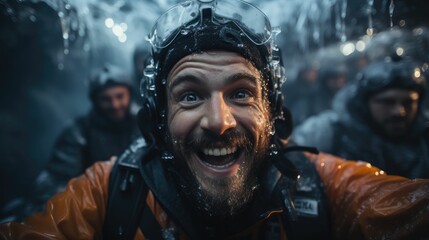 Fototapeta premium Adrenaline-pumping ice climbing , winter sport