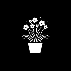Flowers - Black and White Isolated Icon - Vector illustration