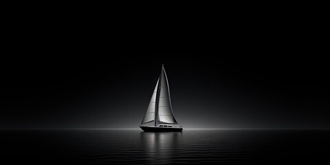AI Generated. AI Generative. Ship sail boat yacht in open sea ocean lake water. Summer outdoor adventure vacation trip luxury lifestyle. Graphic Art