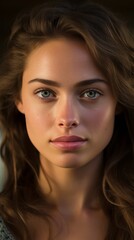 Obraz premium Closeup portrait of a gorgeous woman with a melancholy expression on her face