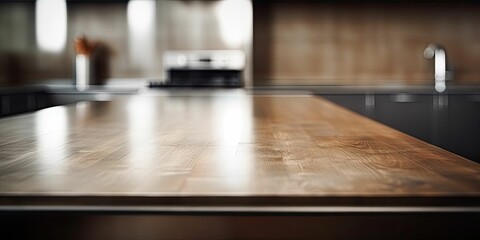 empty stainless steel texture table blurred kitchen background