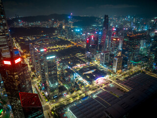 Shenzhen ,China - July 18,2022: Aerial view of landscape in Shenzhen city, China