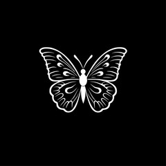 Obraz na płótnie Canvas Butterfly - Black and White Isolated Icon - Vector illustration