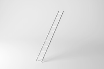 White steel ladder on white background in monochrome and minimalism. Illustration as design element for website template and slide show presentation background
