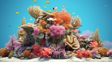 Fototapeta na wymiar Coral and fish around shaab mahmud generate ai
