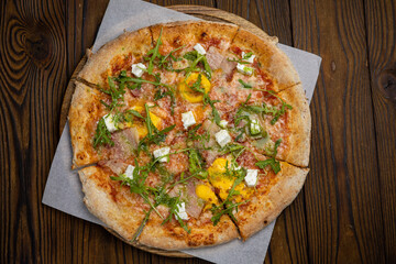 Delicious Italian pizza in the restaurant