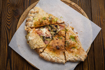 Delicious Italian pizza in the restaurant