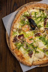 Delicious Italian pizza in the restaurant