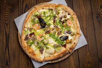 Delicious Italian pizza in the restaurant